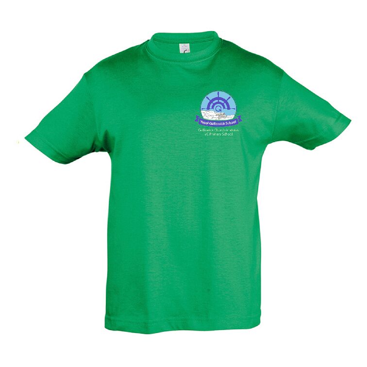 Gelliswick VC School Unisex Kelly Green PE T Shirt - Tees R Us ...